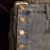 Skinnygirl  High Rise Button Front Cropped Jeans Wide Leg