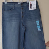 Skinnygirl  High Rise Button Front Cropped Jeans Wide Leg