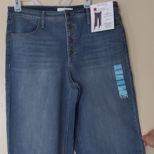 Skinnygirl  High Rise Button Front Cropped Jeans Wide Leg