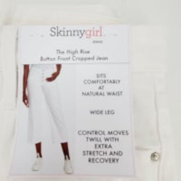 NWT Skinnygirl High Rise Button Fly Front Wide Leg Crop Stretch Jeans