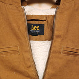 Lee Men's Hooded Zip Up Sherpa Lined Canvas Workwear Bomber Jacket